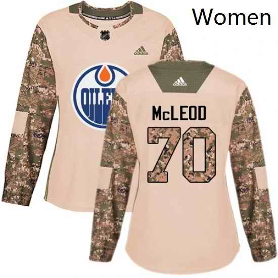 Womens Adidas Edmonton Oilers 70 Ryan McLeod Authentic Camo Veterans Day Practice NHL Jersey